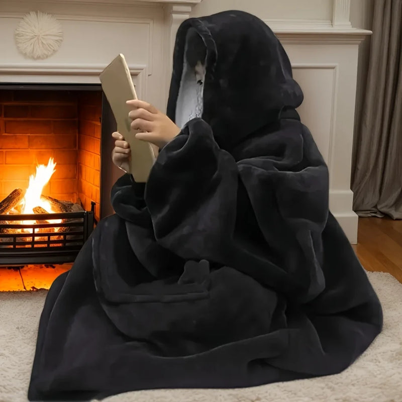 Oversized Reversible Fleece Hoodie Blanket