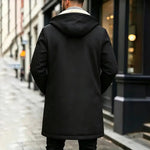 Mens Long Faux Shearling Lined Winter Coat