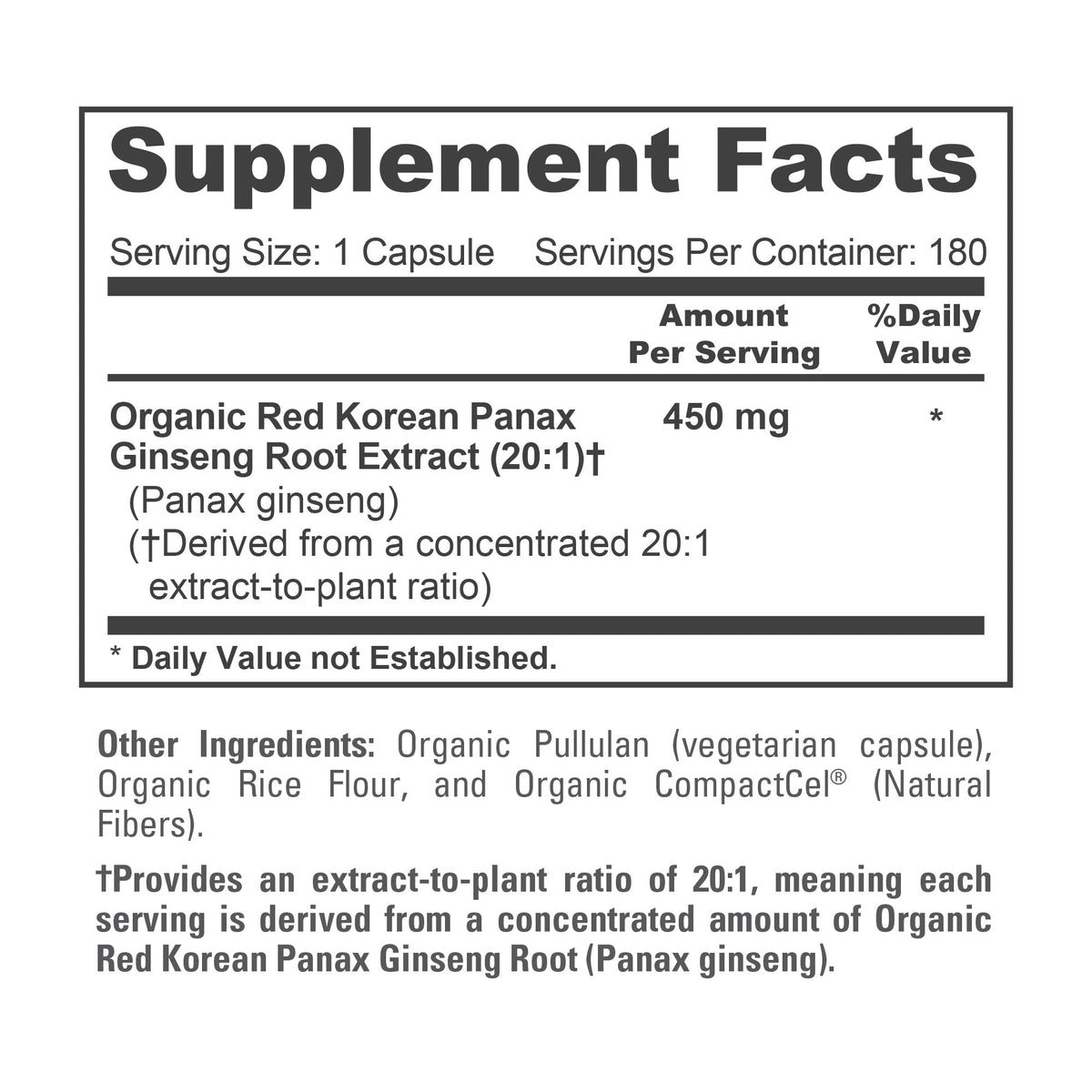 NusaPure Red Korean Panax Ginseng, Non-GMO, Vegan, 450mg, 180 Vcaps - 180 Servings