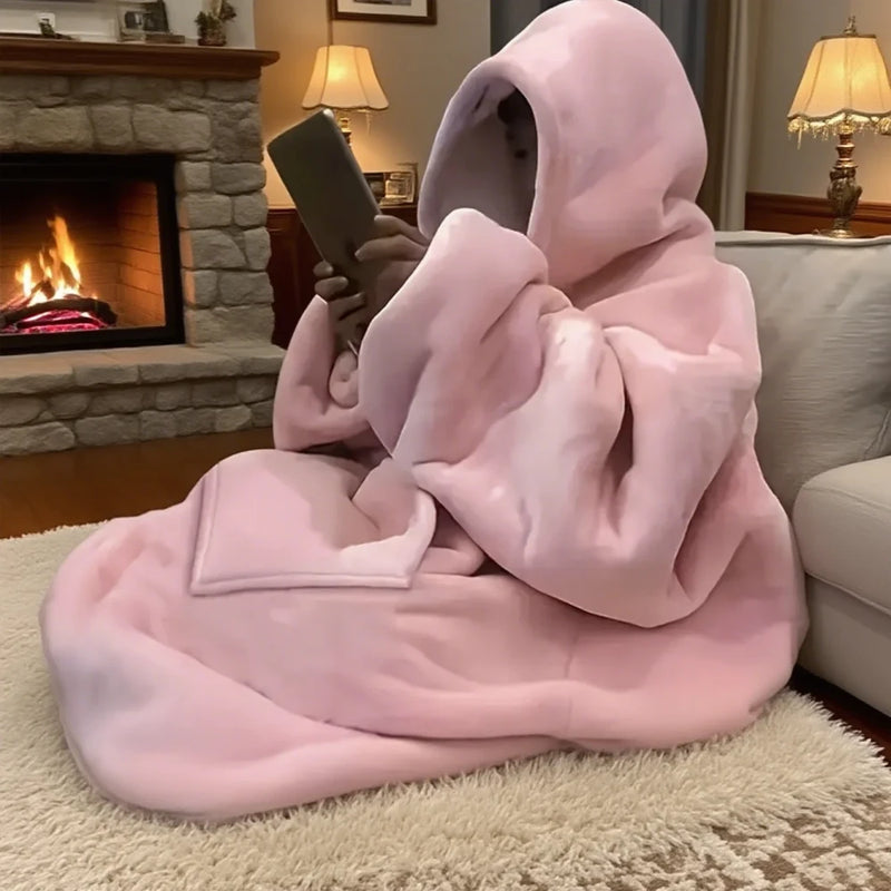 Oversized Reversible Fleece Hoodie Blanket