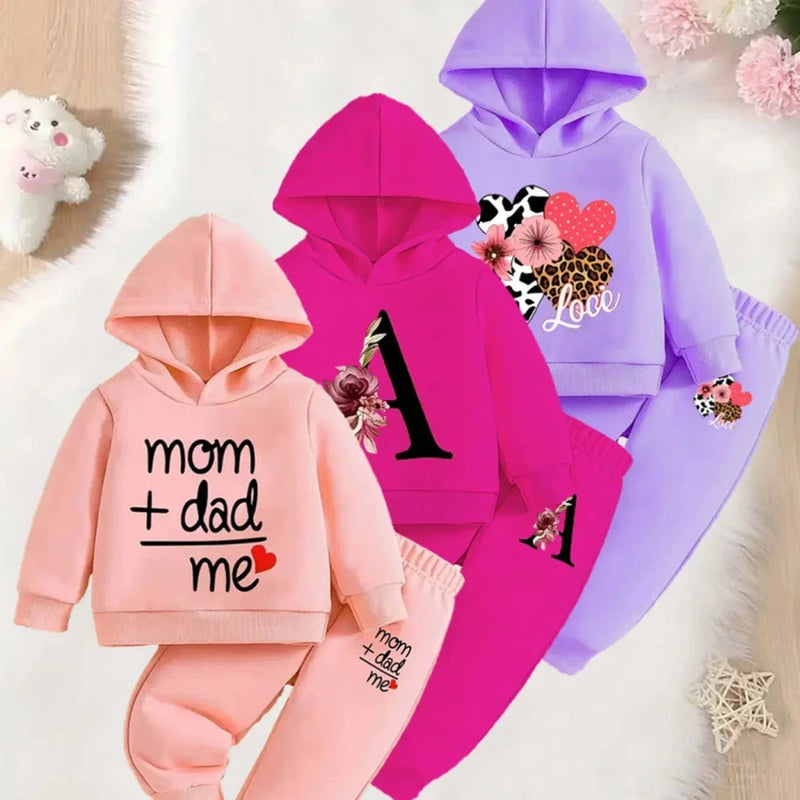 Girls Hooded Sweatshirt Set